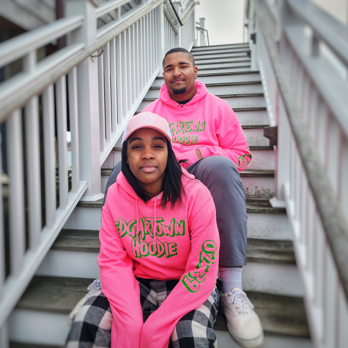 Juana de Arco パーカー Edgartown Zip Code Hoodie (Pink and Green) – MV Streetwear Co