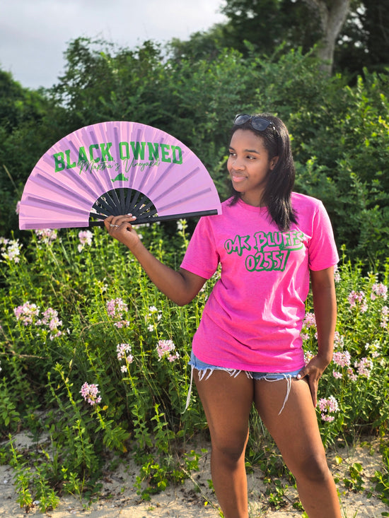 Black Owned Fan (Pink & Green)