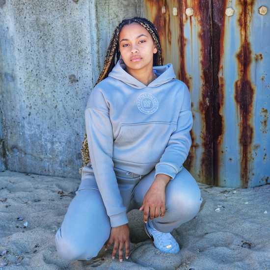 Crop Hoodie Pant Set (Island Grey)